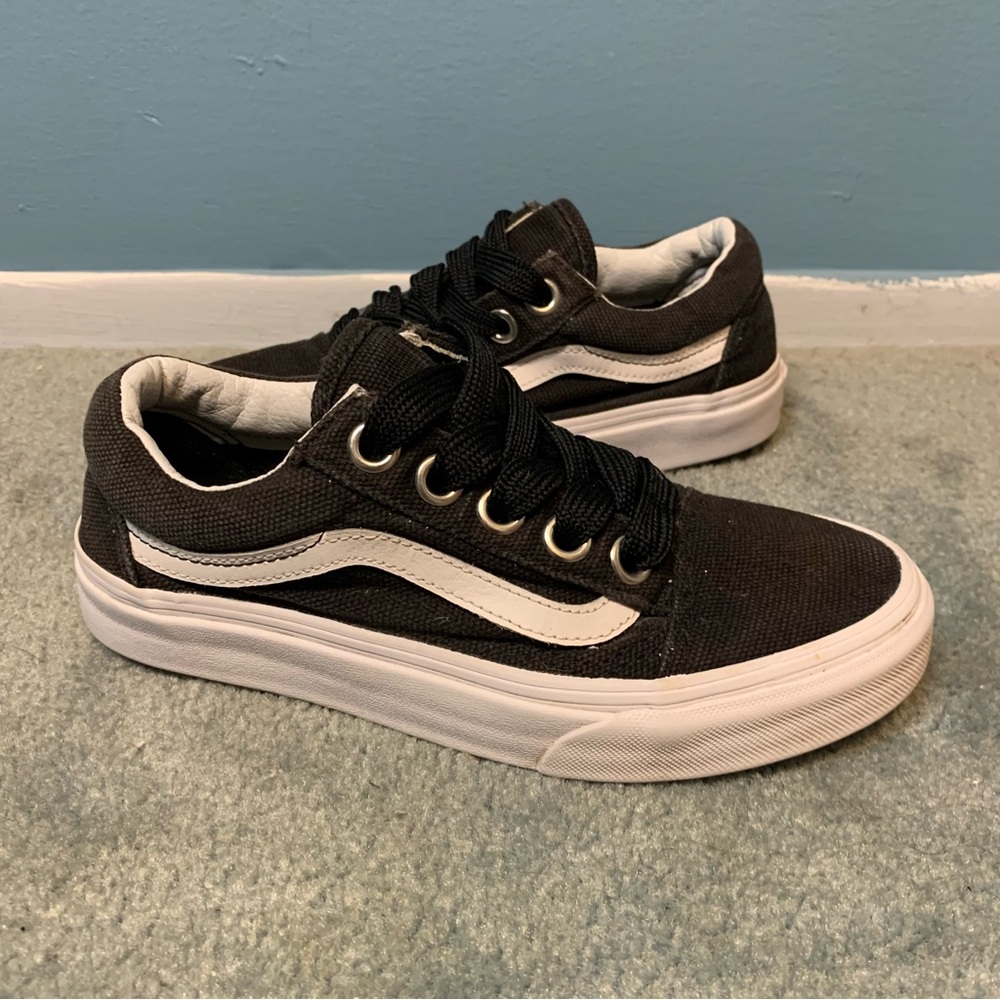 Vans Black White 721277 Old Skool Low Top Lace Up Sneaker Shoes sz  4.5M/6W